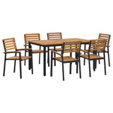 Garden Dining Set 7 pcs Black and brown - Front View