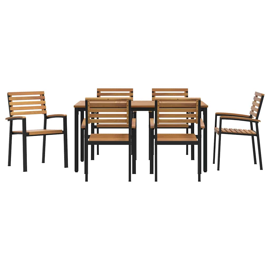 Garden Dining Set 7 pcs Black and brown