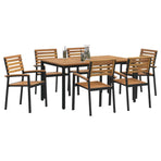 Garden Dining Set 7 pcs Black Solid Acacia Wood