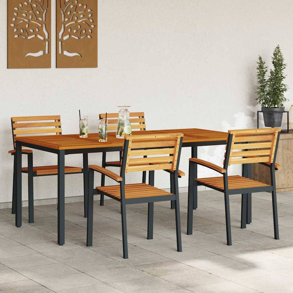 Garden Dining Set 5 pcs Black and brown