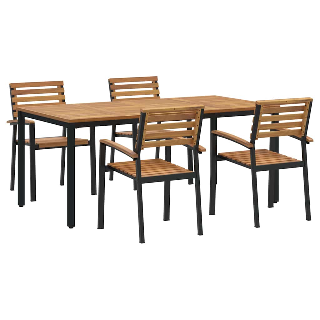 Garden Dining Set 5 pcs Black and brown