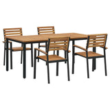 Garden Dining Set 5 pcs Black and brown - Front View