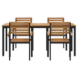 Garden Dining Set 5 pcs Black Solid Acacia Wood