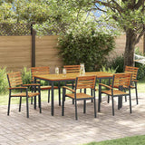 Garden Dining Set 7 pcs Black Solid Acacia Wood