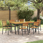 Garden Dining Set 7 pcs Black Solid Acacia Wood