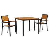 Garden Dining Set 3 pcs Black and brown - Front View