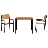 Garden Dining Set 3 pcs Black and brown - Close-Up Angle