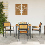 Garden Dining Set 5 pcs Black Solid Acacia Wood