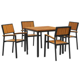 Garden Dining Set 5 pcs Black and brown - Front View