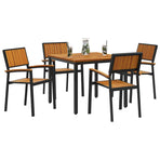 Garden Dining Set 5 pcs Black Solid Acacia Wood