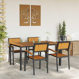 Garden Dining Set 5 pcs Black Solid Acacia Wood