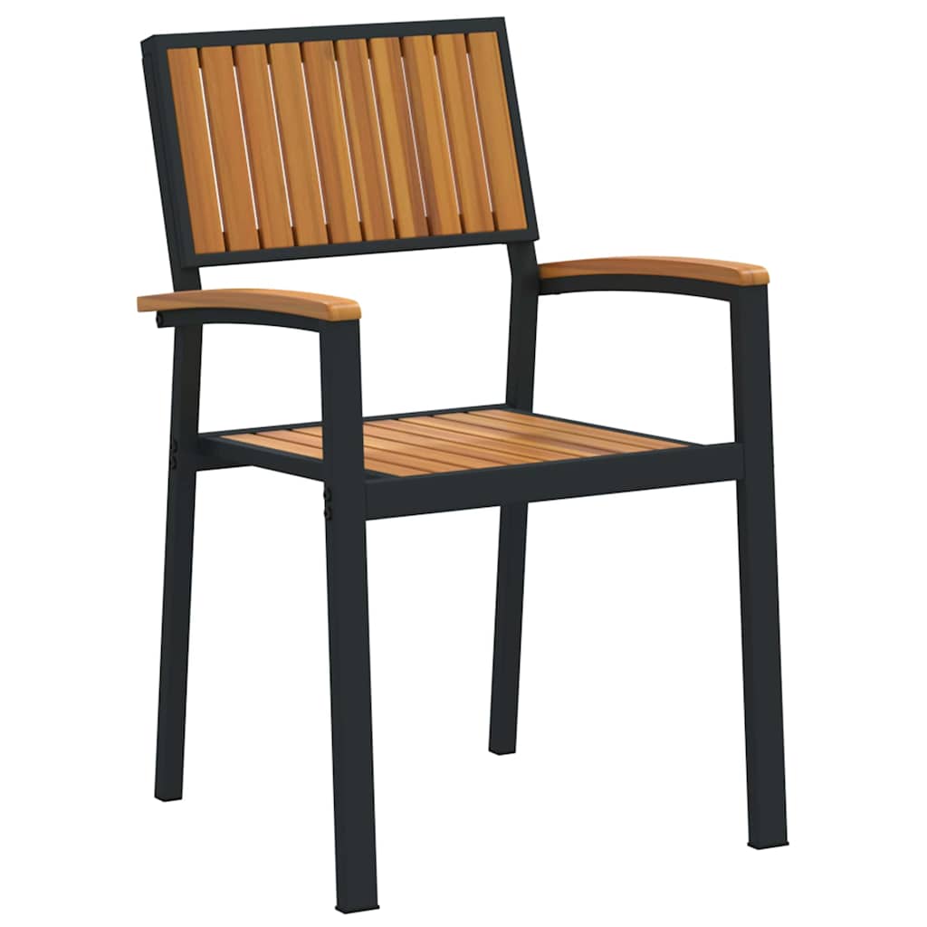 Garden Dining Set 5 pcs Black Solid Acacia Wood