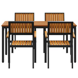 Garden Dining Set 5 pcs Black Solid Acacia Wood