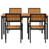 Garden Dining Set 5 pcs Black and brown - Close-Up Angle