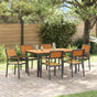 Garden Dining Set 7 pcs Black Solid Acacia Wood