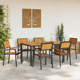 Garden Dining Set 7 pcs Black and brown - Top-Down View