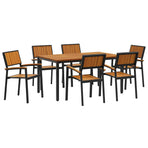 Garden Dining Set 7 pcs Black Solid Acacia Wood