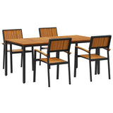 Garden Dining Set 5 pcs Black and brown - Front View