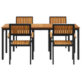 Garden Dining Set 5 pcs Black and brown - Close-Up Angle