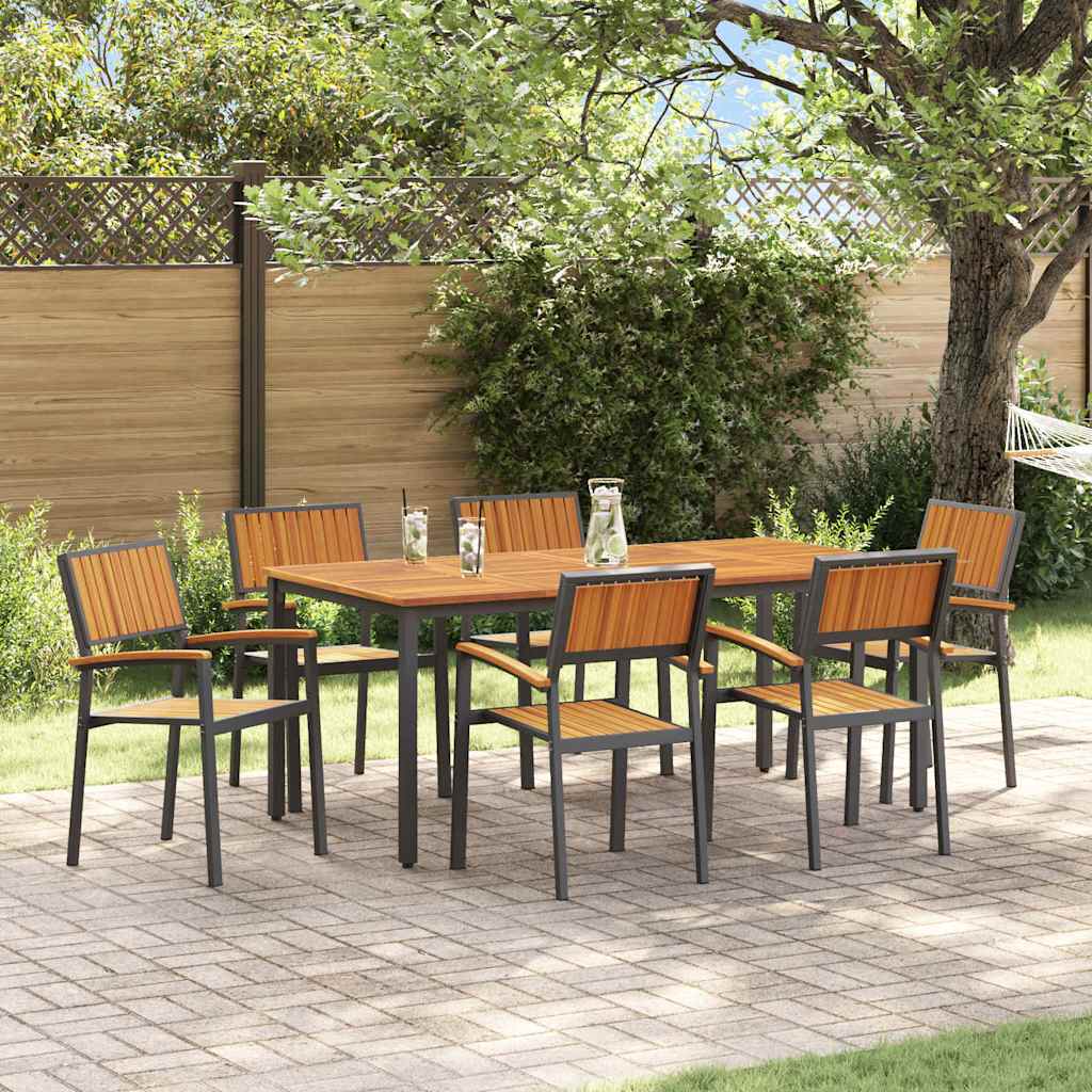 Garden Dining Set 7 pcs Black and brown
