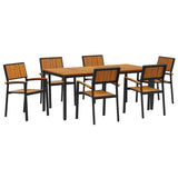 Garden Dining Set 7 pcs Black and brown