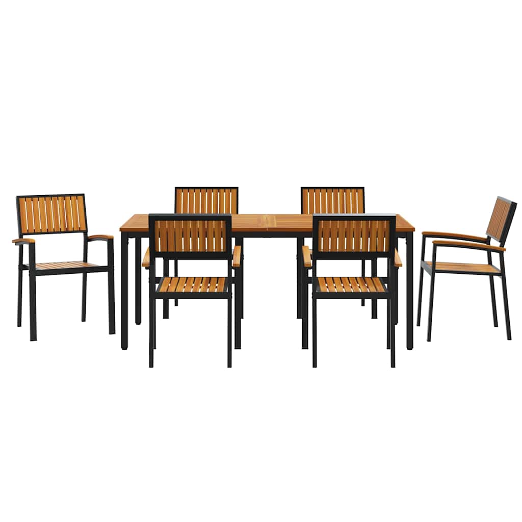 Garden Dining Set 7 pcs Black and brown