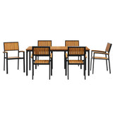 Garden Dining Set 7 pcs Black and brown - Close-Up Angle
