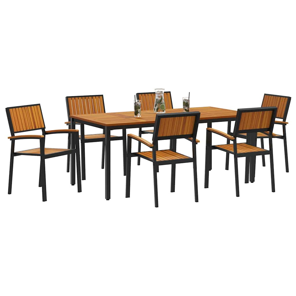 Garden Dining Set 7 pcs Black and brown