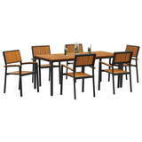 Garden Dining Set 7 pcs Black and brown