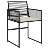 5 Piece Garden Dining Set with Cushions Black Poly Rattan - Rear View