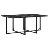 7 Piece Garden Dining Set with Cushions Black Poly Rattan - 45-Degree Angle