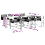 9 Piece Garden Dining Set with Cushions Black Poly Rattan - Extra Image