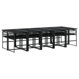 11 Piece Garden Dining Set with Cushions Black Poly Rattan - Side View