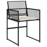11 Piece Garden Dining Set with Cushions Black Poly Rattan - Rear View