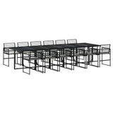 13 Piece Garden Dining Set with Cushions Black Poly Rattan