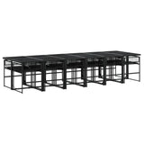 13 Piece Garden Dining Set with Cushions Black Poly Rattan - Side View