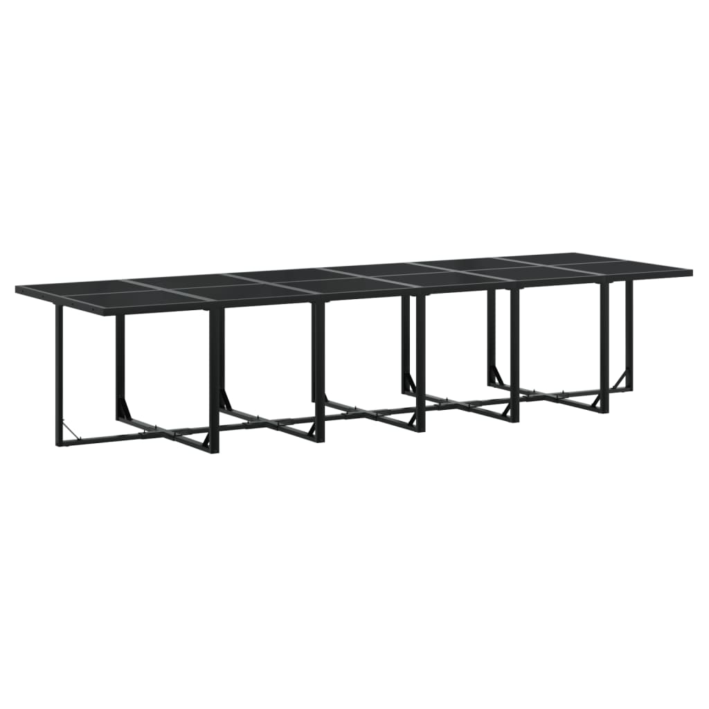 13 Piece Garden Dining Set with Cushions Black Poly Rattan