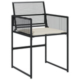 13 Piece Garden Dining Set with Cushions Black Poly Rattan - Rear View