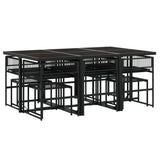 11 Piece Garden Dining Set with Cushions Black Poly Rattan - Side View