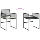 11 Piece Garden Dining Set with Cushions Black Poly Rattan - Top-Down View