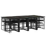 13 Piece Garden Dining Set with Cushions Black Poly Rattan - Side View