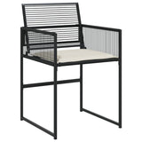 13 Piece Garden Dining Set with Cushions Black Poly Rattan - Rear View