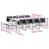 13 Piece Garden Dining Set with Cushions Black Poly Rattan - Extra Image