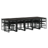 15 Piece Garden Dining Set with Cushions Black Poly Rattan - Side View