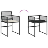 15 Piece Garden Dining Set with Cushions Black Poly Rattan - Top-Down View