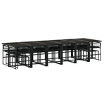 17 Piece Garden Dining Set with Cushions Black Poly Rattan