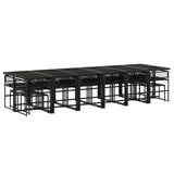 17 Piece Garden Dining Set with Cushions Black Poly Rattan - Side View