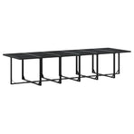 17 Piece Garden Dining Set with Cushions Black Poly Rattan