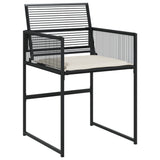 17 Piece Garden Dining Set with Cushions Black Poly Rattan - Rear View