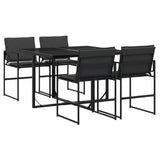 5 Piece Garden Dining Set with Cushions Black Textilene - Front View